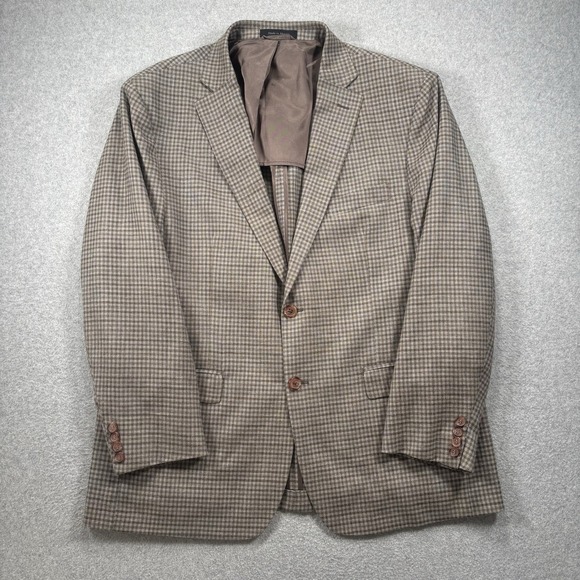 Ralph by‎ Ralph Lauren Sport Coat Mens 48R Brown Check Wool Silk Linen Blazer - Picture 1 of 16